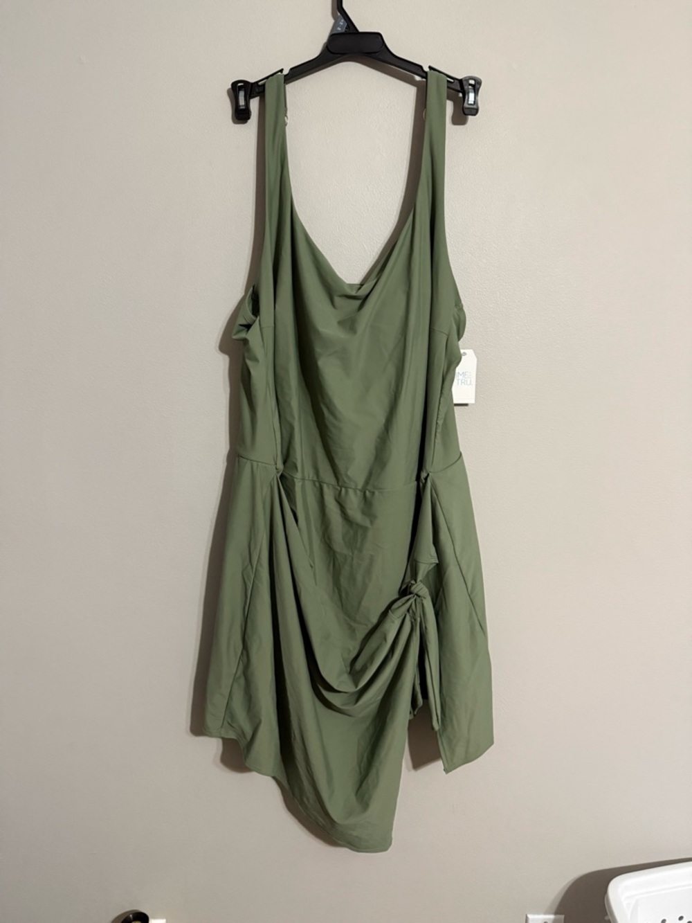 Time and Tru Olive Green Swim Dress w Faux Wrap 3X BNWT